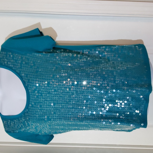 Cato teal embellished top. - Picture 2 of 4